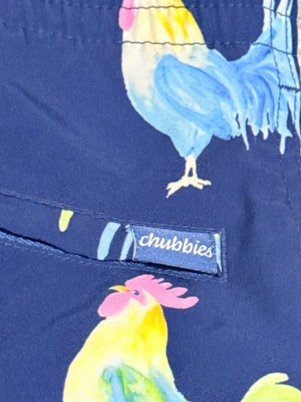 Chubbies Navy Rainbow Rooster Swim Trunks Size XS 5.5